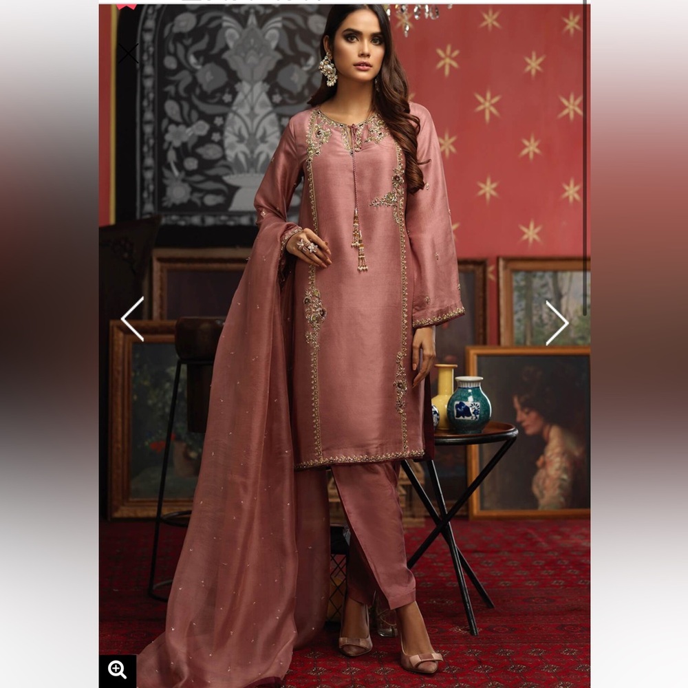 Elegant Embroidered Pink Suit